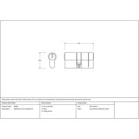 The 5-Pin Euro Cylinder Lock Keyed Alike - 30/30 - Pewter Technical Drawings and Dimensions 