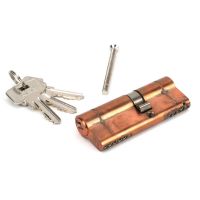 The 5-Pin Euro Cylinder Lock Keyed Alike - 35/45 - Polished Bronze with Bolt and Keys on a White Background The 5-Pin Euro Cylinder Lock Keyed Alike - 35/45 - Polished Bronze with Bolt and Keys on a White Background