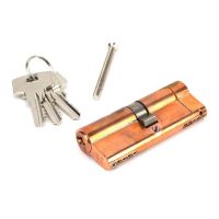 The 5-Pin Euro Cylinder Lock Keyed Alike - 40/40 - Polished Bronze with Bolt and Keys on a White Background The 5-Pin Euro Cylinder Lock Keyed Alike - 40/40 - Polished Bronze with Bolt and Keys on a White Background
