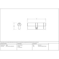 The 5-Pin Euro Cylinder Lock Keyed Alike - 45/45 - Polished Bronze Technical Drawings and Dimensions 
