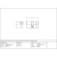 The 5-Pin Euro Cylinder Lock Keyed to Differ - 30/30 - Polished Bronze Technical Drawings and Dimensions 