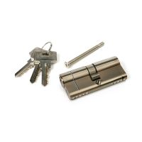 The 5-Pin Euro Cylinder Lock Keyed to Differ - 35/35 - Polished Bronze with Bolt and Keys on a White Background 