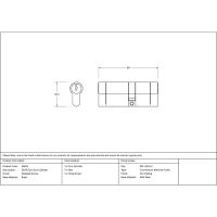 The 5-Pin Euro Cylinder Lock Keyed to Differ - 35/45 - Polished Bronze Technical Drawings and Dimensions 