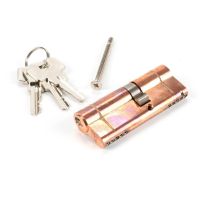 The 5-Pin Euro Cylinder Lock Keyed to Differ - 35/45 - Polished Bronze with Bolt and Keys on a White Background 