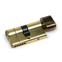 The 5-Pin Euro Cylinder Thumbturn Lock Keyed to Differ - 30/30 - Aged Brass on a White Background 