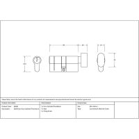 The 5-Pin Euro Cylinder Thumbturn Lock Keyed to Differ - 30/30 - Polished Bronze Technical Drawings and Dimensions 