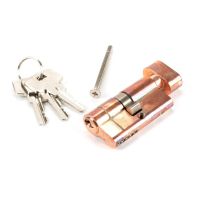 The 5-Pin Euro Cylinder Thumbturn Lock Keyed to Differ - 30/30 - Polished Bronze with Bolt and Keys on a White Background 