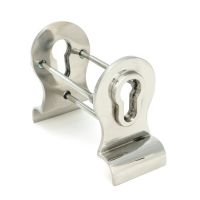 The 50mm Curved Euro Cylinder Back-to-Back Door Pull Set in Polished Stainless Steel on a White Background Shown at an Angle