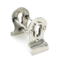 The 50mm Curved Euro Cylinder Back-to-Back Door Pull Set in Polished Stainless Steel Shown from the Behind with Screw Holes