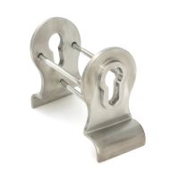 The 50mm Curved Euro Cylinder Back-to-Back Door Pull Set in Satin Stainless Steel on a White Background Shown at an Angle