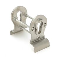 The 50mm Curved Euro Cylinder Back-to-Back Door Pull Set in Satin Stainless Steel Shown from the Behind with Screw Holes