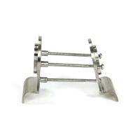 The 50mm Curved Euro Cylinder Back-to-Back Door Pull Set in Satin Stainless Steel Shown from the Side on a White Background