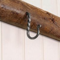 The 51mm Blacksmith Pewter Cup Hook Mounted on a Wooden Beam in a Country Kitchen - Digital Illustration