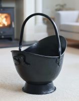 The 53cm "Waterloo" Black Iron Coal Bucket Placed in a Modern Living Room in a Country Home - Digital Illustration 