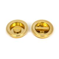 The 60mm Art Deco Round Sliding Pocket Door Privacy Set in Polished Brass Front and Back Section Shown Side by Side