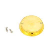 The 60mm Classic Round Flush Pull Handle in Polished Brass Shown from Behind with Supplied Screws