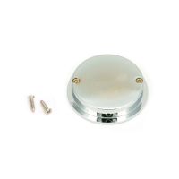 The 60mm Classic Round Flush Pull Handle in Polished Chrome Shown from the Front on a White Background