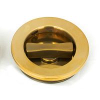 The 60mm Classic Round Sliding Pocket Door Privacy Set in Aged Brass Showing the Thumb Turn Section