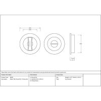 The 60mm Classic Round Sliding Pocket Door Privacy Set in Aged Brass Technical Drawings and Dimensions