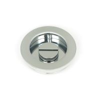 The 60mm Classic Round Sliding Pocket Door Privacy Set in Polished Chrome Showing the Rear of the Locking Mechanism