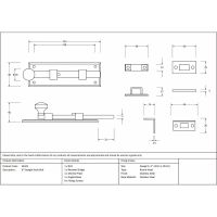The 6" Classic Straight Window Bolt Technical Drawings and Dimensions The 6" Classic Straight Window Bolt Technical Drawings and Dimensions
