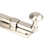 The 6" Satin Stainless Steel Universal Door & Window Bolt Close up of the Handle 