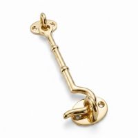 The 6 Inch Brass Cabin Hooks Loose Ring Type on a White Background