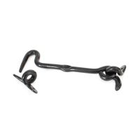 The 6 Inch Forged Iron Cabin Hook in a Black Finish on a White Background The 6 Inch Forged Iron Cabin Hook in a Black Finish on a White Background