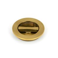 The 75mm Classic Round Sliding Pocket Door Privacy Set in Aged Brass Showing the Thumb Turn Section