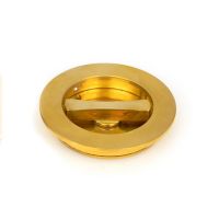 The 75mm Classic Round Sliding Pocket Door Privacy Set in Polished Brass Showing a Close up of the Thumbturn