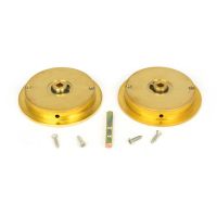 The 75mm Classic Round Sliding Pocket Door Privacy Set in Polished Brass Shown with Supplied Spindle and Fitting Screws