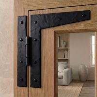 The 7" Traditional Black HL Hinge Mounted on a Wooden Door Frame With Window - Digital Illustration The 7" Traditional Black HL Hinge Mounted on a Wooden Door Frame With Window - Digital Illustration