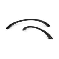 The 7" Curved Shell Pull Handle in Black Shown next to Other Size on a White Background