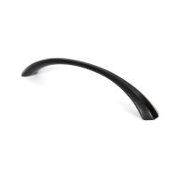 The 7" Curved Shell Pull Handle in Black Shown Upright on a White Background