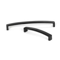 The 8.25" Linear Bridge Pull Handle in Black Next to the Other Size