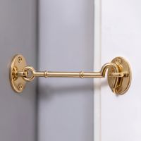 The 8 Inch Brass Cabin Hook Loose Ring Type Holding open a White Door in a Modern Home - Digital Illustration