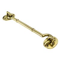 The 8 Inch Brass Cabin Hook Loose Ring Type on a White Background 