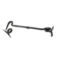 The 8 Inch Forged Iron Cabin Hook in a Black Finish on a White Background The 8 Inch Forged Iron Cabin Hook in a Black Finish on a White Background