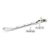 The 8 Inch Polished Chrome Georgian Reeded Casement Window Stay on a White Background 