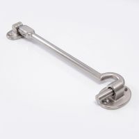 The 8 Inch Satin Chrome Cabin Hooks Silent Type Heavy on a White Background 