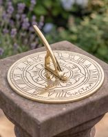 The 95mm Polished Brass "Suns Tyne" Mini Sundial on a Traditional Garden Pillar in a Grand Home - Digital Illustration 