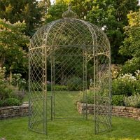 The Chatsworth Domed Wrought Iron Garden Gazebo in an Antique Green Finish on a Grass Lawn - Digital Illustration The Chatsworth Domed Wrought Iron Garden Gazebo in an Antique Green Finish on a Grass Lawn - Digital Illustration