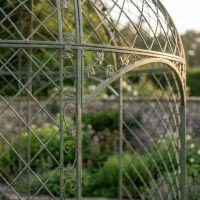 The Chatsworth Domed Wrought Iron Garden Gazebo in an Antique Green Finish with a Close up of an Archway - Digital Illustration The Chatsworth Domed Wrought Iron Garden Gazebo in an Antique Green Finish with a Close up of an Archway - Digital Illustration