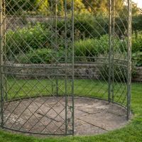 The Chatsworth Domed Wrought Iron Garden Gazebo in an Antique Green Finish with a Close up of the Base - Digital Illustration The Chatsworth Domed Wrought Iron Garden Gazebo in an Antique Green Finish with a Close up of the Base - Digital Illustration
