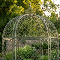 The Chatsworth Domed Wrought Iron Garden Gazebo in an Antique Green Finish with a Close up of the Dome - Digital Illustration The Chatsworth Domed Wrought Iron Garden Gazebo in an Antique Green Finish with a Close up of the Dome - Digital Illustration