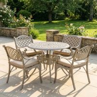 The “Aether” Deluxe 4-Seater Outdoor Dining Set - Smooth Champagne digital illustration