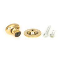 The Aged Brass 40mm Traditional Oval Cabinet Knob with Bolt Fittings on a White Background 