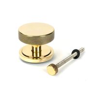 The Aged Brass Knurled Centre Door Knob on Art Deco Rose with Bolt Fitting The Aged Brass Knurled Centre Door Knob on Art Deco Rose with Bolt Fitting
