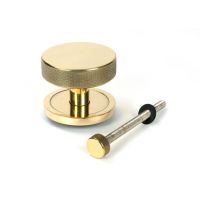 The Aged Brass Knurled Centre Door Knob on Plain Rose with Bolt Fitting The Aged Brass Knurled Centre Door Knob on Plain Rose with Bolt Fitting