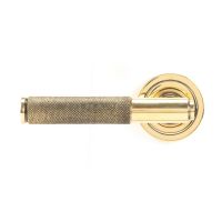 The Aged Brass Knurled Lever on Art Deco Rose Set shown from the Front The Aged Brass Knurled Lever on Art Deco Rose Set shown from the Front